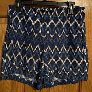 SPANX Navy and White Ikat Print Shorts